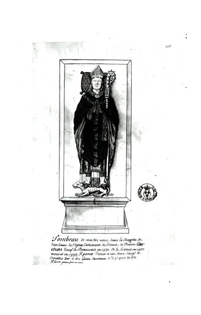 Hrob Pierra Cauchona (1371-1442) (pero a inkoust a wc na papíře) od Francois Roger de Gaignieres